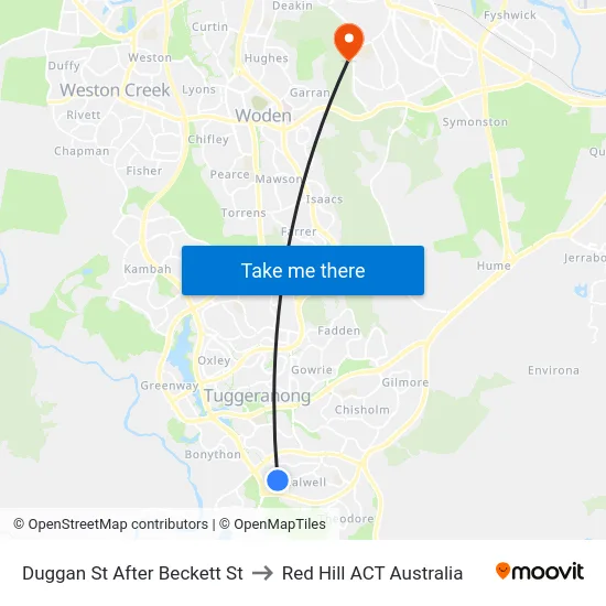 Duggan St After Beckett St to Red Hill ACT Australia map