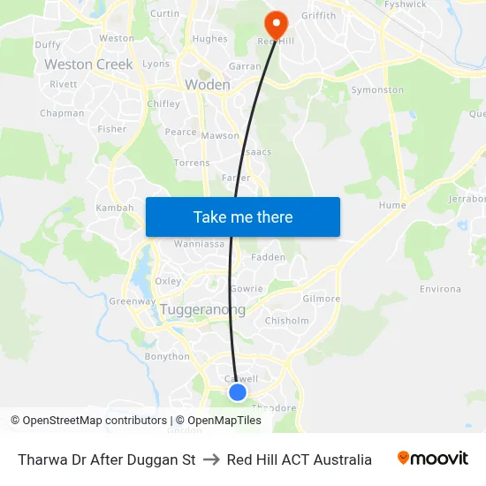 Tharwa Dr After Duggan St to Red Hill ACT Australia map