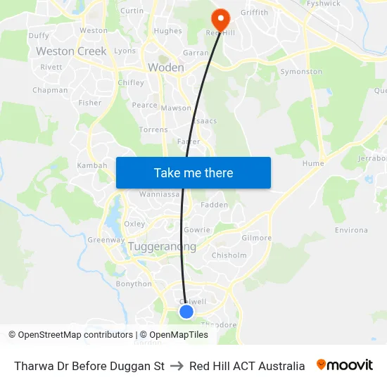 Tharwa Dr Before Duggan St to Red Hill ACT Australia map