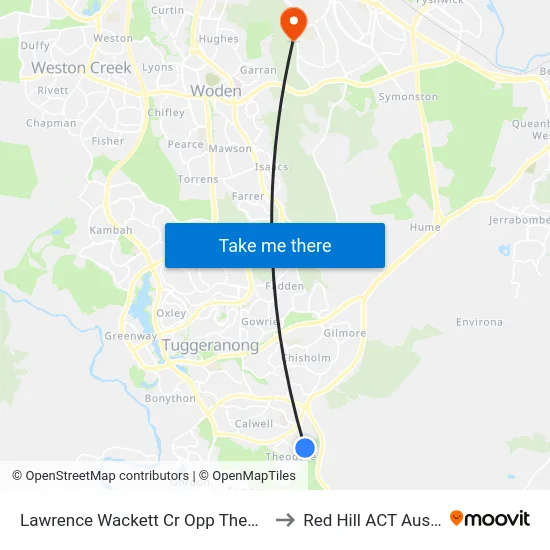 Lawrence Wackett Cr Opp Theodore Ps to Red Hill ACT Australia map