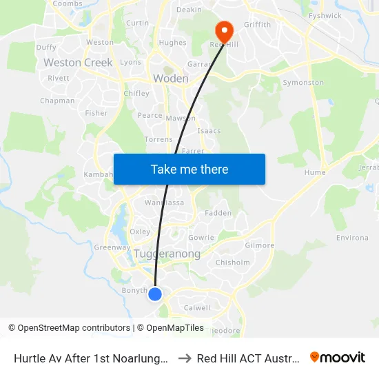 Hurtle Av After 1st Noarlunga Cr to Red Hill ACT Australia map