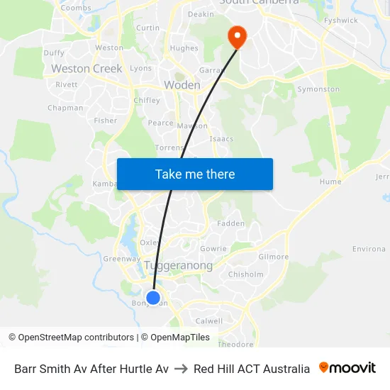 Barr Smith Av After Hurtle Av to Red Hill ACT Australia map