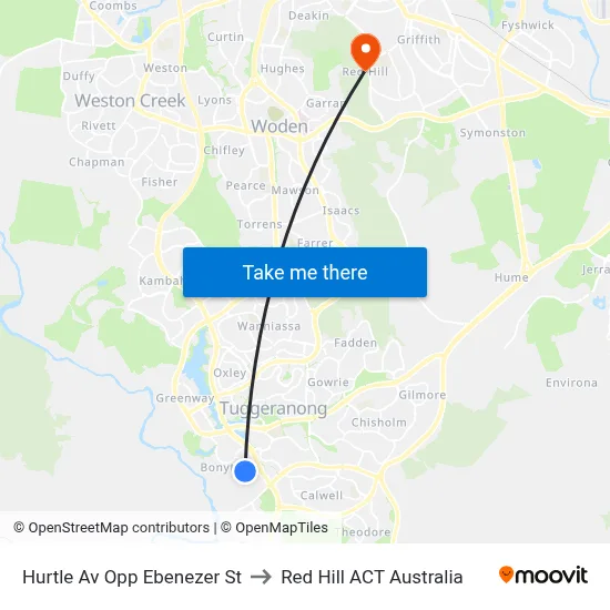 Hurtle Av Opp Ebenezer St to Red Hill ACT Australia map