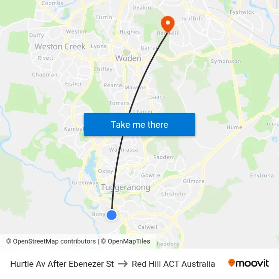 Hurtle Av After Ebenezer St to Red Hill ACT Australia map