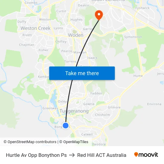 Hurtle Av Opp Bonython Ps to Red Hill ACT Australia map