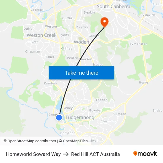 Homeworld Soward Way to Red Hill ACT Australia map