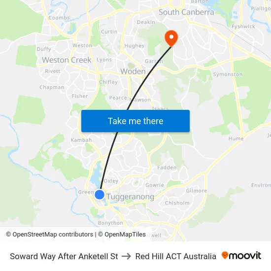 Soward Way After Anketell St to Red Hill ACT Australia map