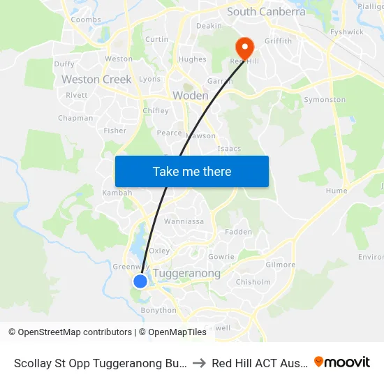 Scollay St Opp Tuggeranong Bus Depot to Red Hill ACT Australia map