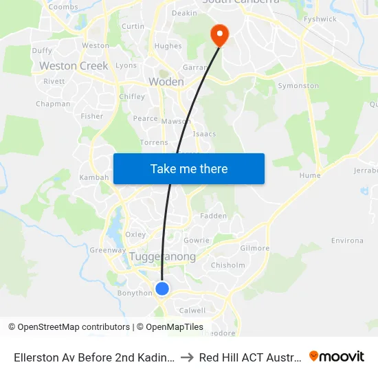 Ellerston Av Before 2nd Kadina Cr to Red Hill ACT Australia map