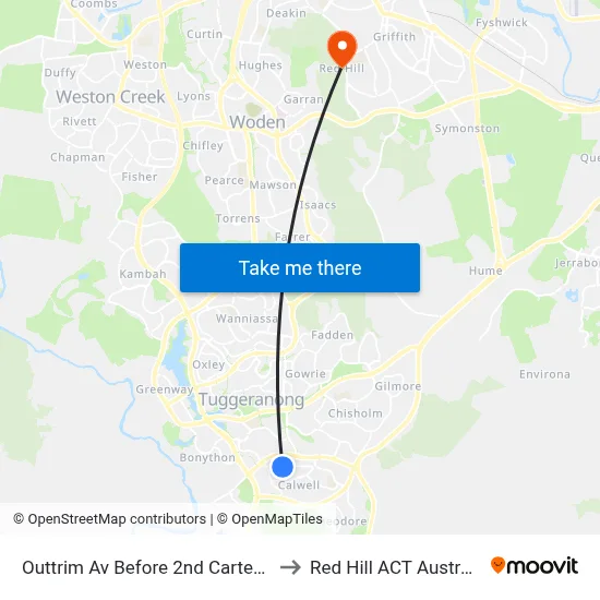 Outtrim Av Before 2nd Carter Cr to Red Hill ACT Australia map