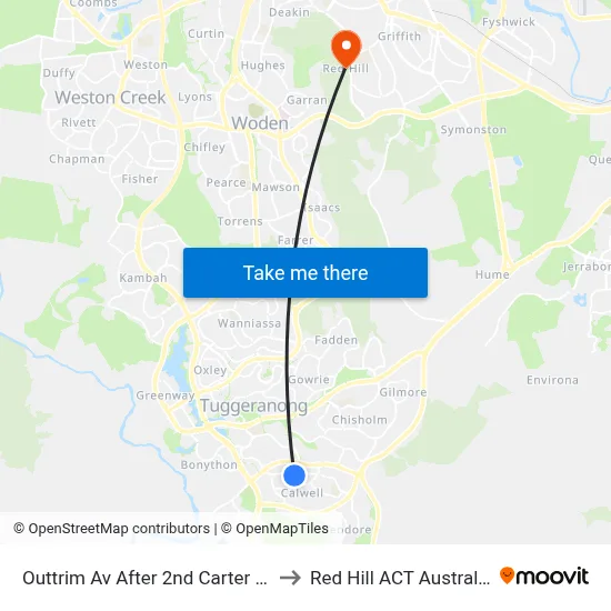 Outtrim Av After 2nd Carter Cr to Red Hill ACT Australia map