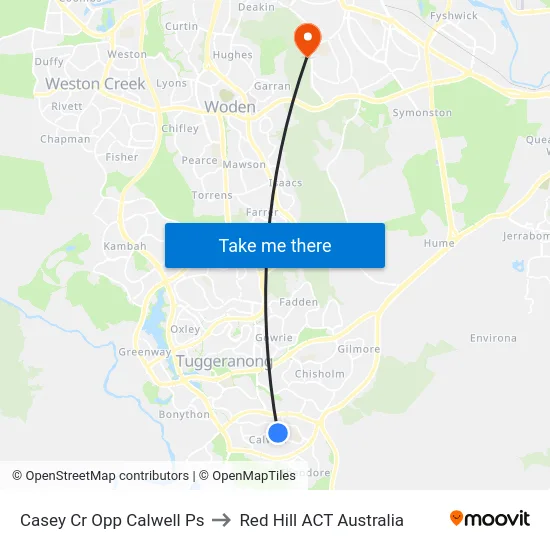 Casey Cr Opp Calwell Ps to Red Hill ACT Australia map