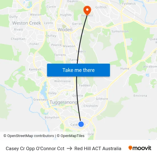 Casey Cr Opp O'Connor Cct to Red Hill ACT Australia map