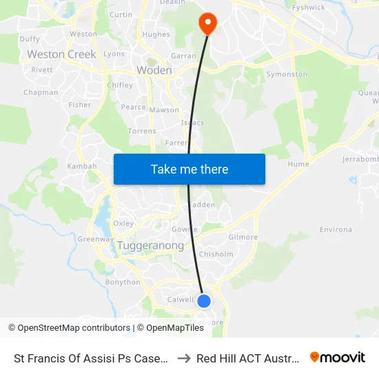 St Francis Of Assisi Ps Casey Cr to Red Hill ACT Australia map