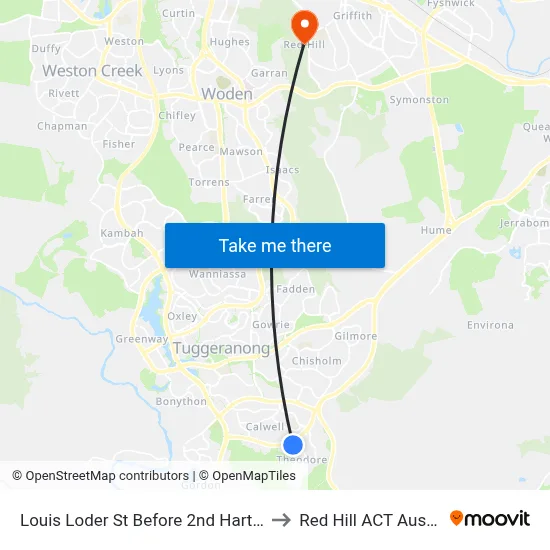 Louis Loder St Before 2nd Hartung Cr to Red Hill ACT Australia map