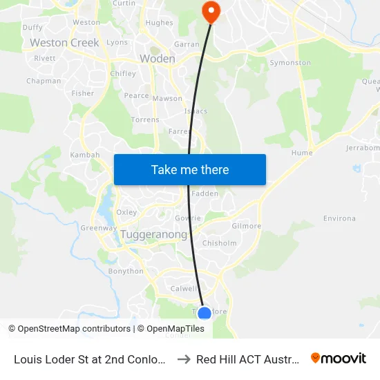 Louis Loder St at 2nd Conlon Cr to Red Hill ACT Australia map
