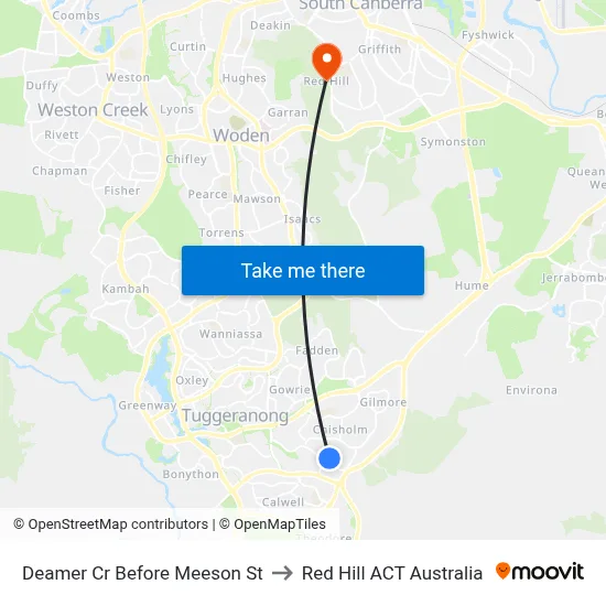 Deamer Cr Before Meeson St to Red Hill ACT Australia map