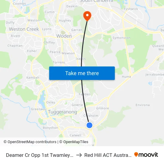 Deamer Cr Opp 1st Twamley Cr to Red Hill ACT Australia map