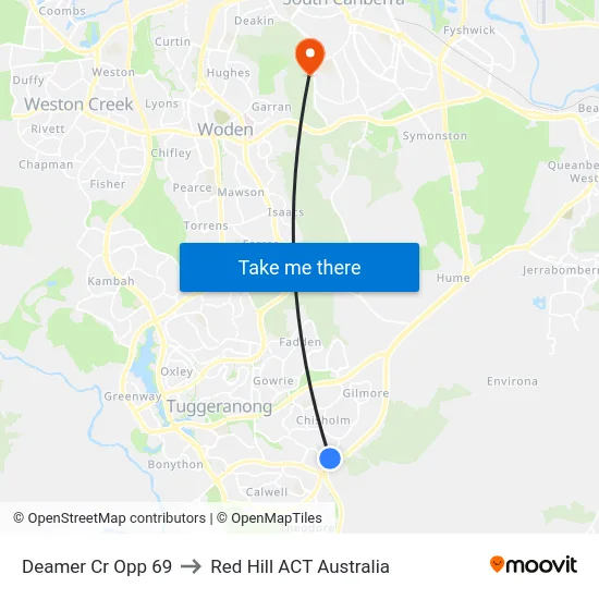 Deamer Cr Opp 69 to Red Hill ACT Australia map