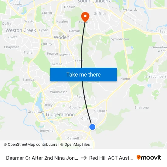 Deamer Cr After 2nd Nina Jones Cr to Red Hill ACT Australia map