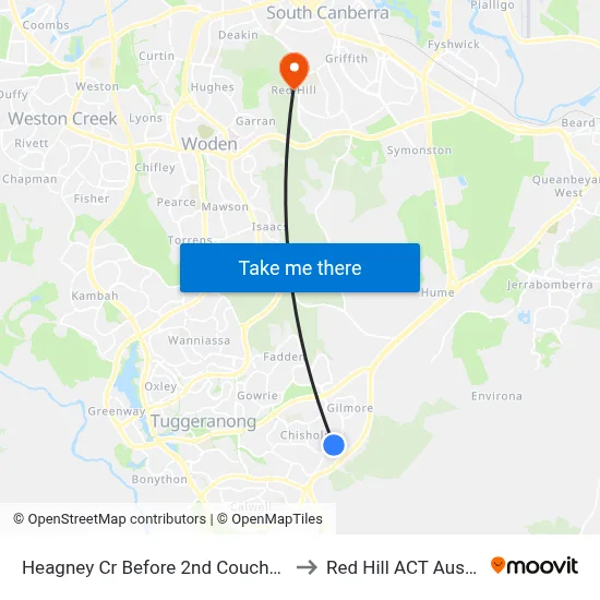 Heagney Cr Before 2nd Couchman Cr to Red Hill ACT Australia map