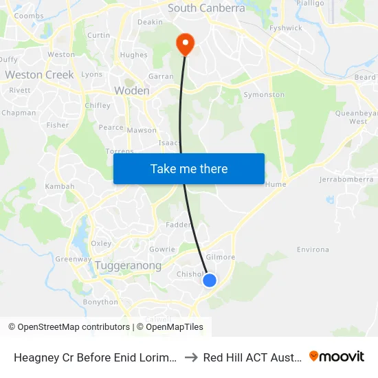 Heagney Cr Before Enid Lorimer Cct to Red Hill ACT Australia map