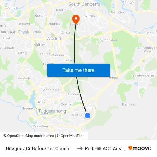 Heagney Cr Before 1st Couchman Cr to Red Hill ACT Australia map
