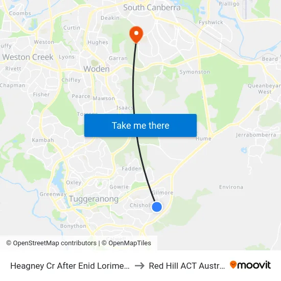 Heagney Cr After Enid Lorimer Cct to Red Hill ACT Australia map