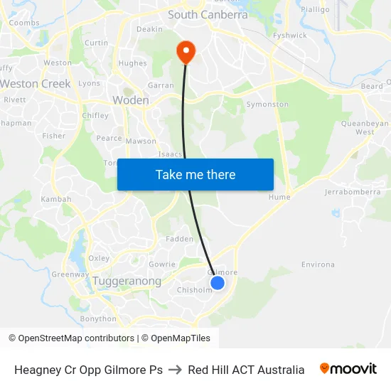 Heagney Cr Opp Gilmore Ps to Red Hill ACT Australia map