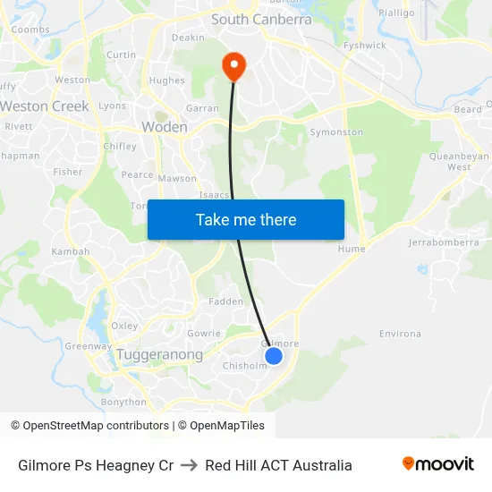 Gilmore Ps Heagney Cr to Red Hill ACT Australia map