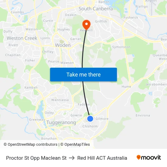 Proctor St Opp Maclean St to Red Hill ACT Australia map