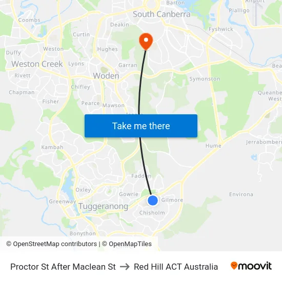Proctor St After Maclean St to Red Hill ACT Australia map