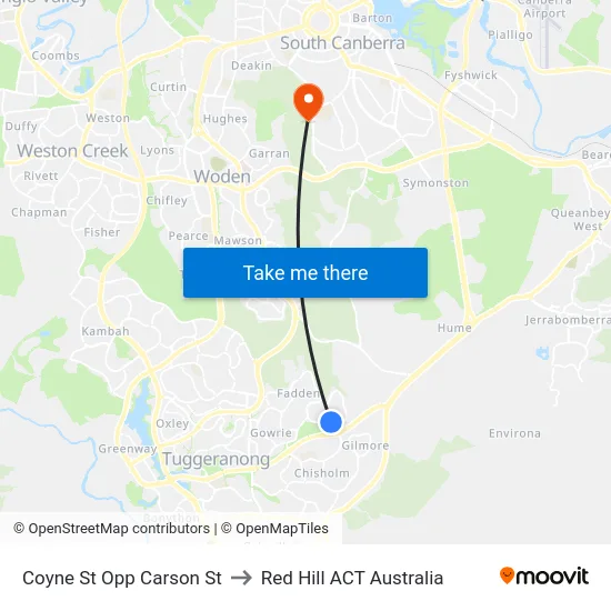 Coyne St Opp Carson St to Red Hill ACT Australia map