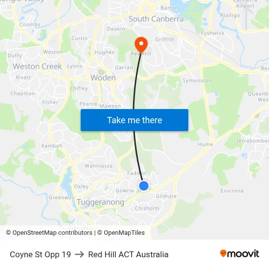 Coyne St Opp 19 to Red Hill ACT Australia map