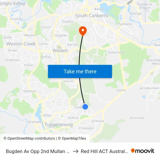 Bugden Av Opp 2nd Mullan St to Red Hill ACT Australia map