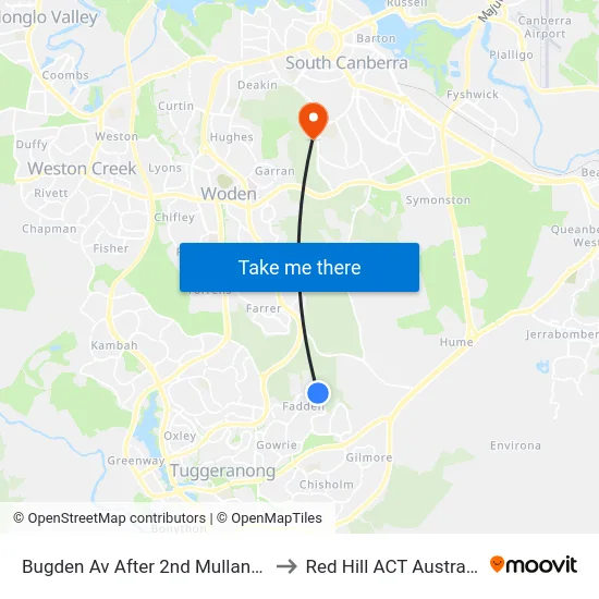 Bugden Av After 2nd Mullan St to Red Hill ACT Australia map
