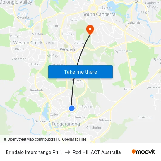 Erindale Interchange Plt 1 to Red Hill ACT Australia map
