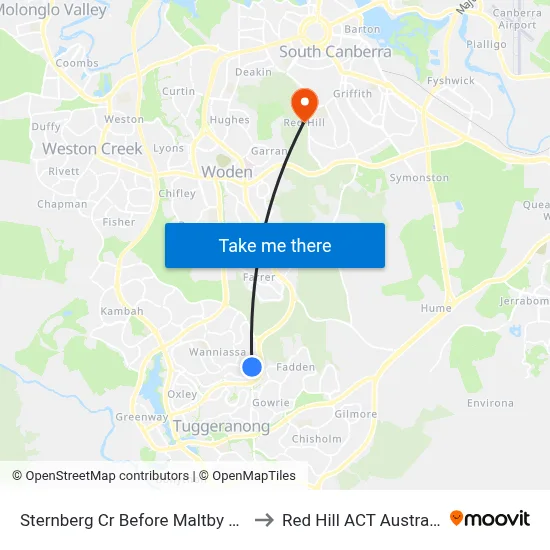 Sternberg Cr Before Maltby Cct to Red Hill ACT Australia map