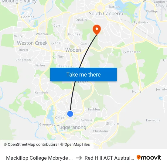 Mackillop College Mcbryde Cr to Red Hill ACT Australia map