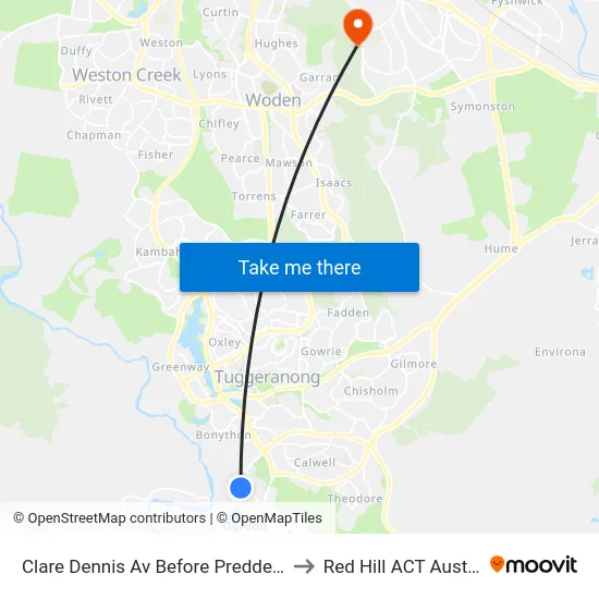 Clare Dennis Av Before Preddey Way to Red Hill ACT Australia map