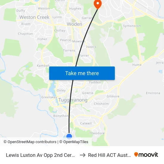 Lewis Luxton Av Opp 2nd Cerutty Cr to Red Hill ACT Australia map