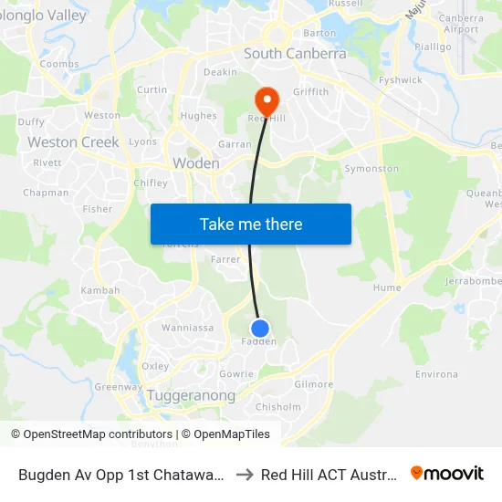 Bugden Av Opp 1st Chataway Cr to Red Hill ACT Australia map