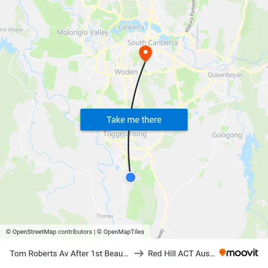 Tom Roberts Av After 1st Beaumaris St to Red Hill ACT Australia map