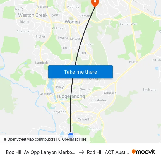 Box Hill Av Opp Lanyon Marketplace to Red Hill ACT Australia map