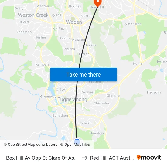 Box Hill Av Opp St Clare Of Assisi Ps to Red Hill ACT Australia map