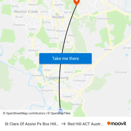 St Clare Of Assisi Ps Box Hill Av to Red Hill ACT Australia map