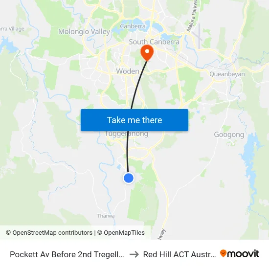 Pockett Av Before 2nd Tregellas Cr to Red Hill ACT Australia map
