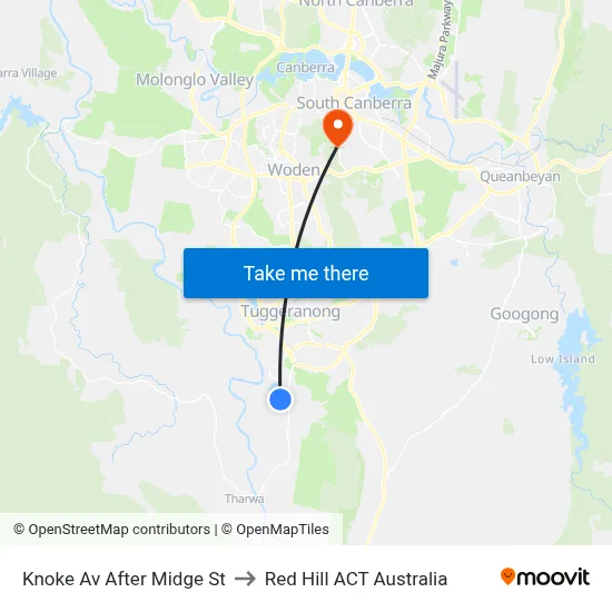 Knoke Av After Midge St to Red Hill ACT Australia map