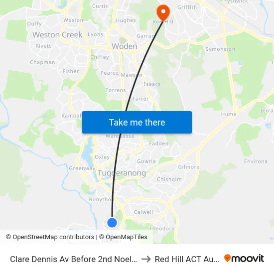 Clare Dennis Av Before 2nd Noel Ryan Gdn to Red Hill ACT Australia map