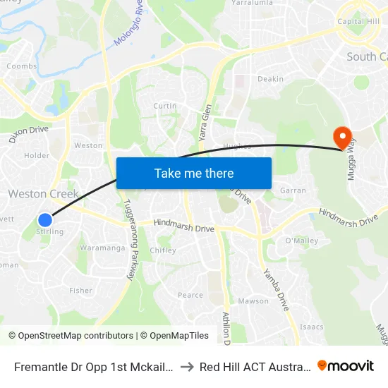 Fremantle Dr Opp 1st Mckail Cr to Red Hill ACT Australia map